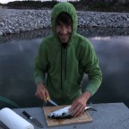 Sigi processing the mackerels