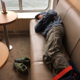 Sigi takes a nap on the ferry