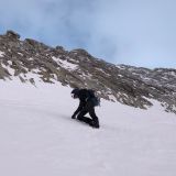 Richard on the descent over the steep snowfield